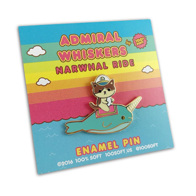 100% Soft - Admiral Whiskers Narwhal Ride Pin